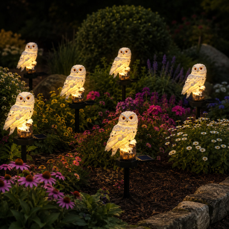 Arlmont & Co. Kashina Solar Powered Owl Garden Decorations